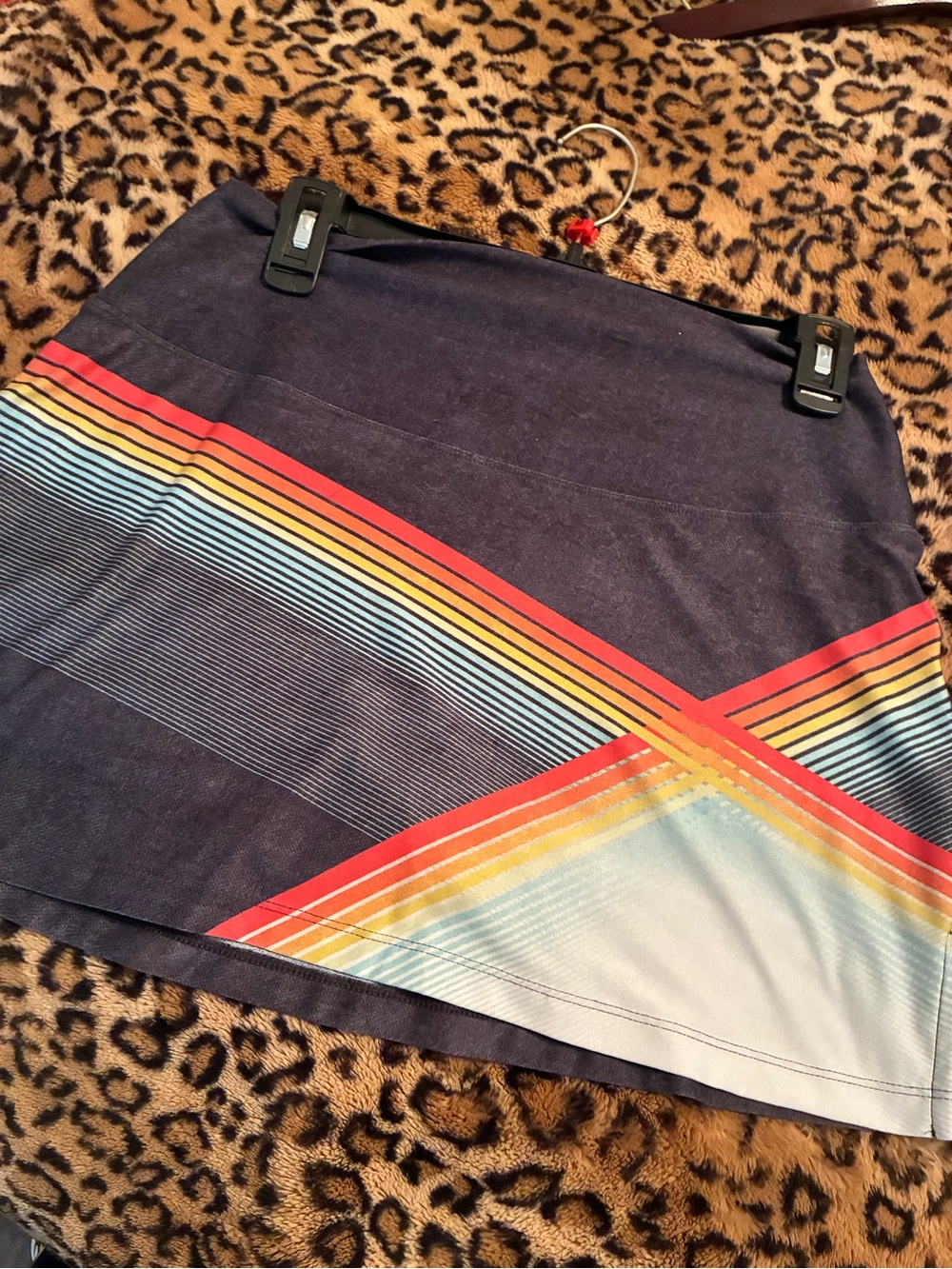 Women’s Navy Rainbow Stripe A-Line Skirt